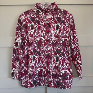 Oscar de la Renta Long Sleeve Mock Turtleneck Women’s Size Medium Retro Holiday